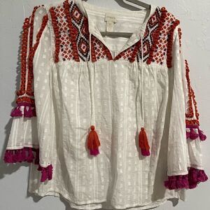 Chicos chambray top size 1p 3/4 arms